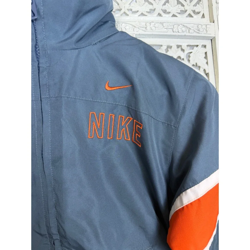 Nike Gray & Orange‎ Windbreaker Full Zip Jacket Kids 7 Track Sporty Waterproof